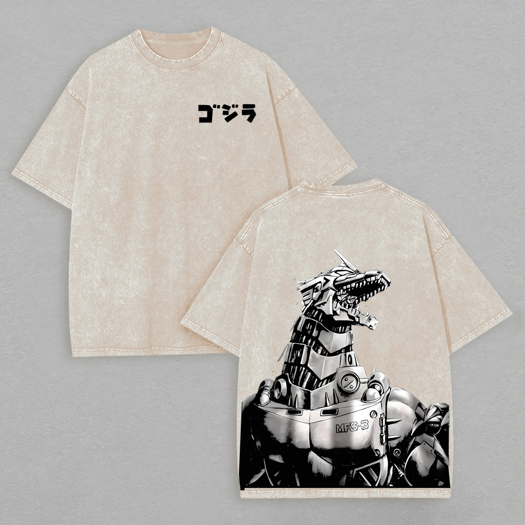 Mechagodzilla Printed Unisex Washed T-Shirt Image - 3