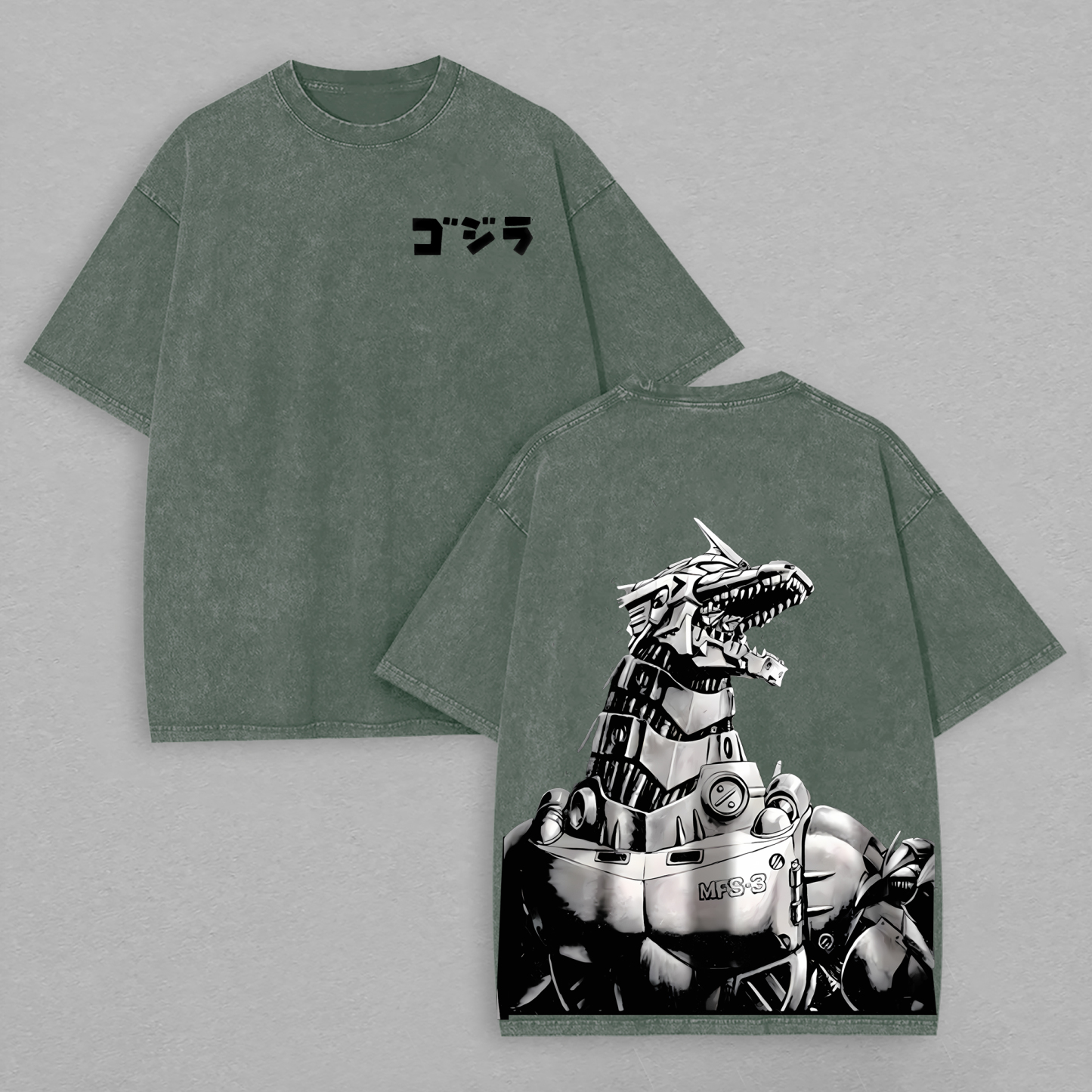 Mechagodzilla Printed Unisex Washed T-Shirt Image - 5