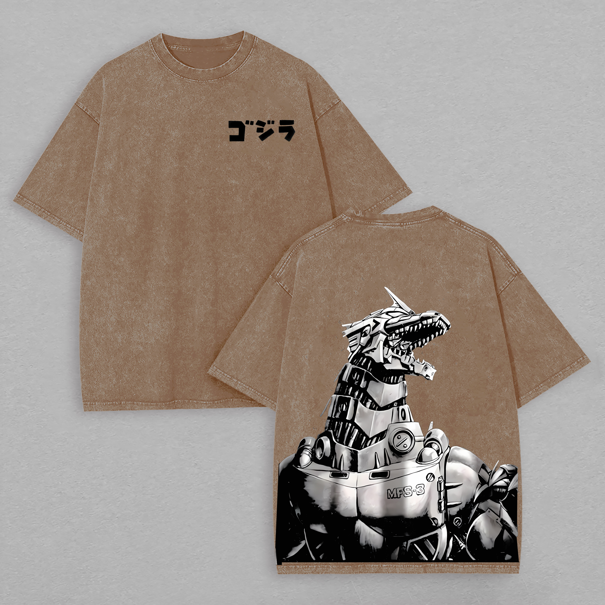 Mechagodzilla Printed Unisex Washed T-Shirt Image - 4