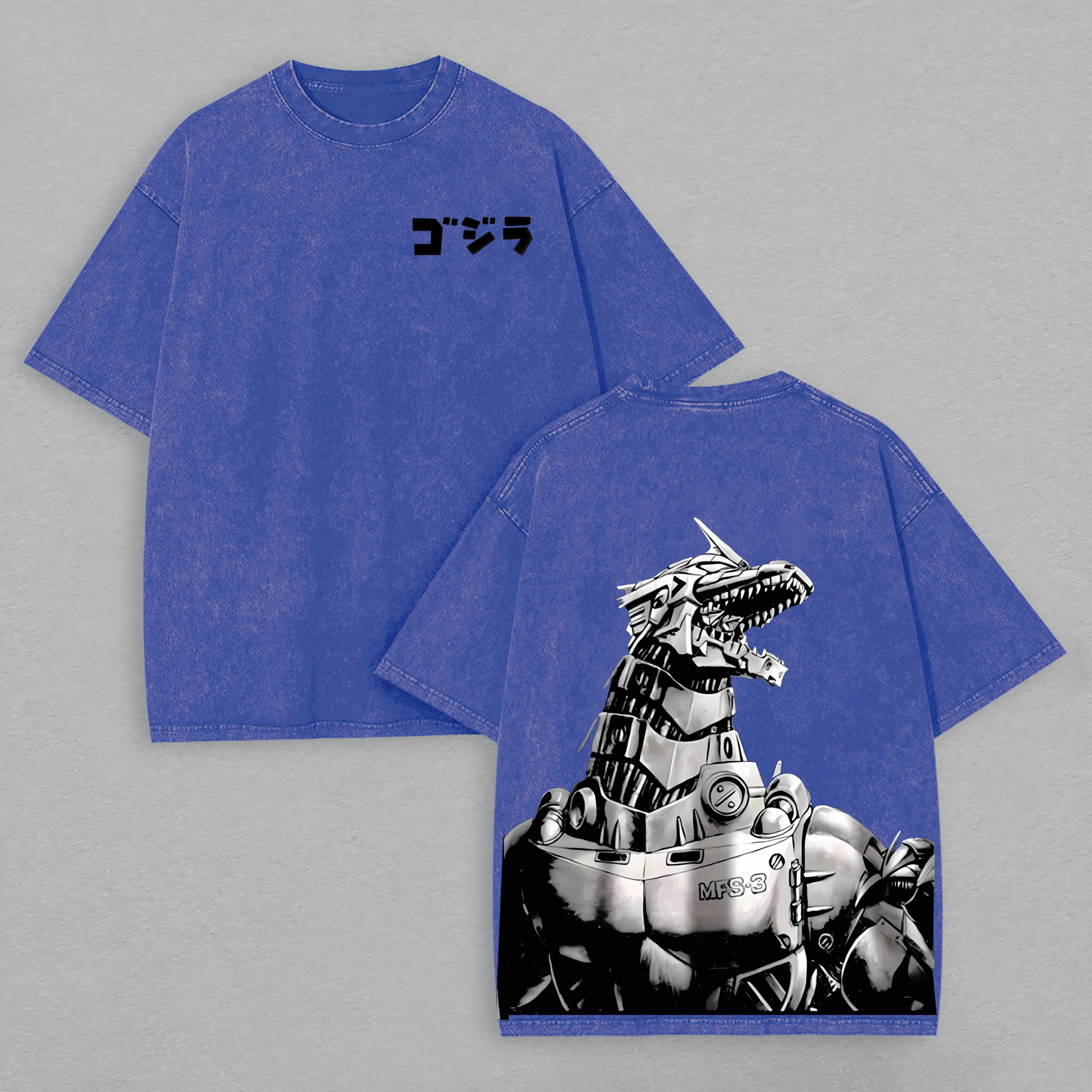 Mechagodzilla Printed Unisex Washed T-Shirt Image - 7