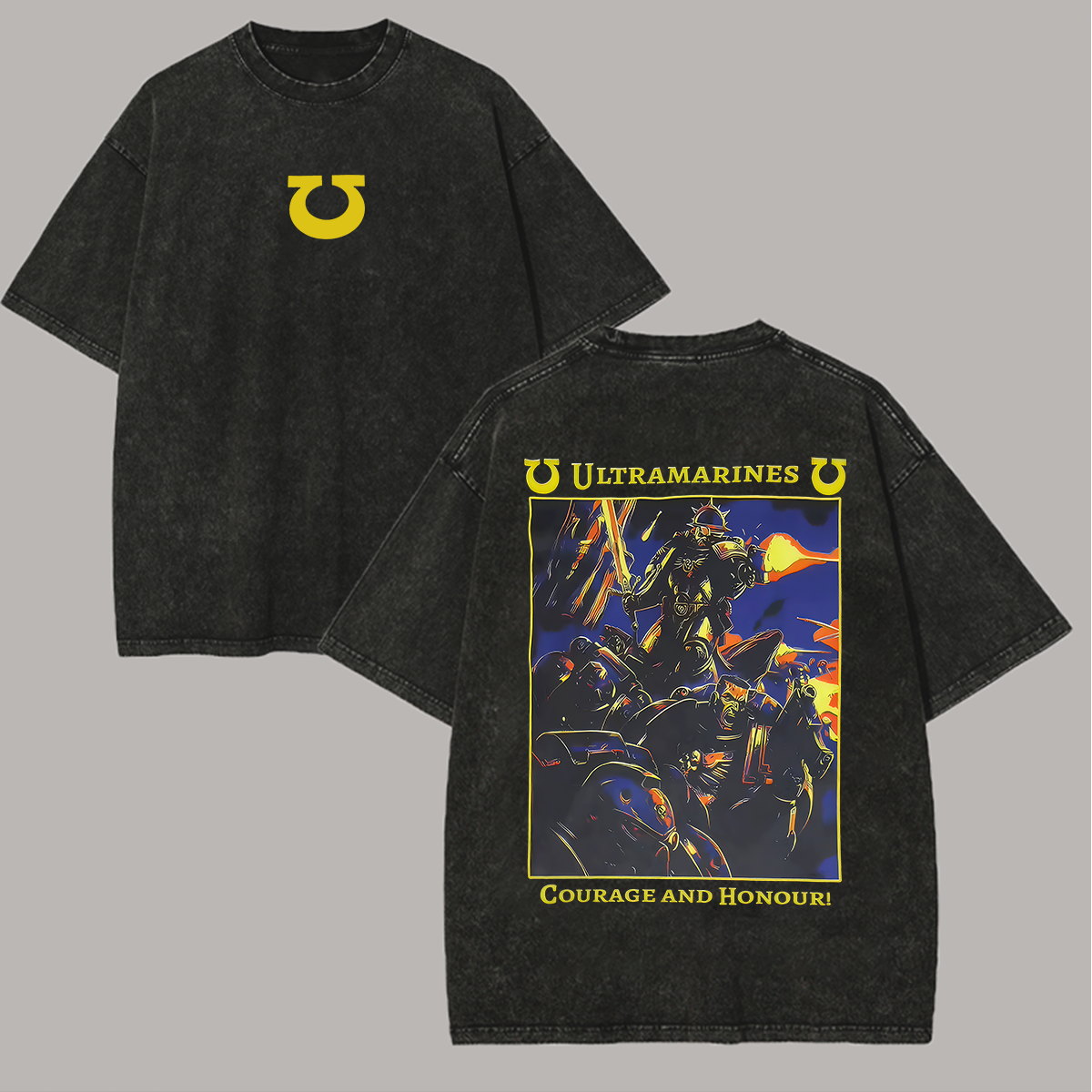 40K Ultramarines Printed Unisex Washed T-Shirt