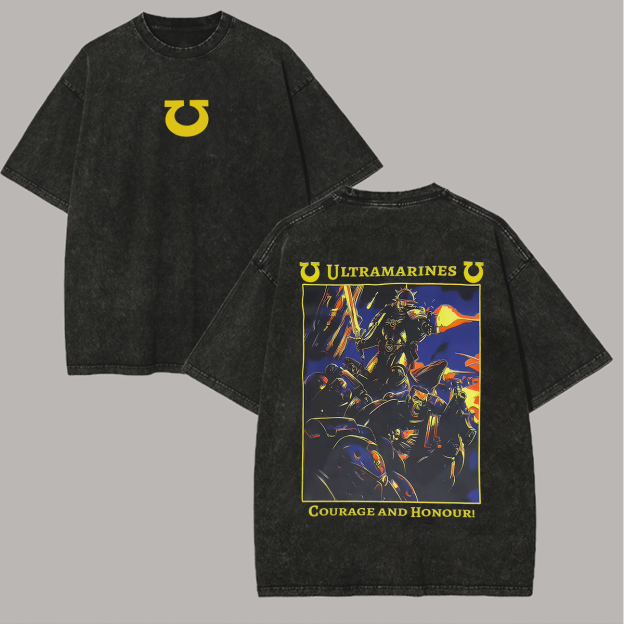  40K  Ultramarines Printed Unisex Washed T-Shirt