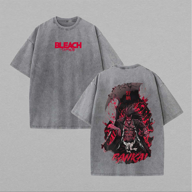 Bleach Kenpachi Zaraki Printed Unisex Washed T-Shirt Image - 2
