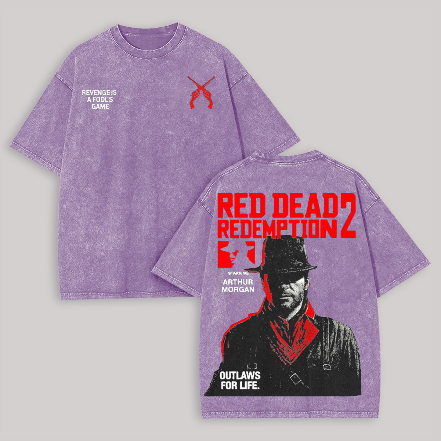 Red Dead Redemption 2 Printed Unisex Washed T-Shirt Image - 6