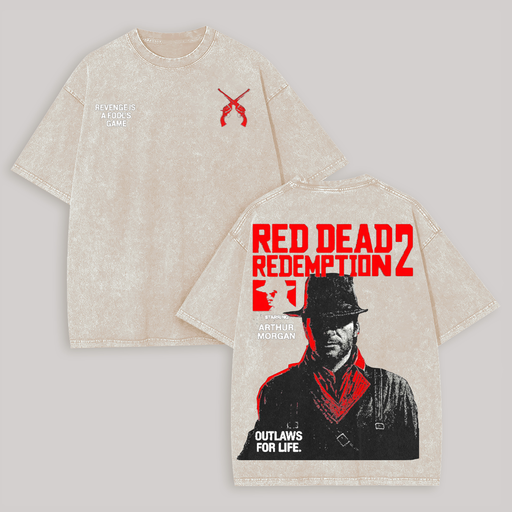 Red Dead Redemption 2 Printed Unisex Washed T-Shirt Image - 3