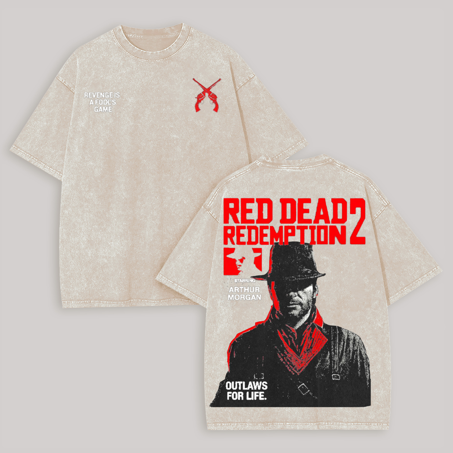 Red Dead Redemption 2 Printed Unisex Washed T-Shirt Image - 3