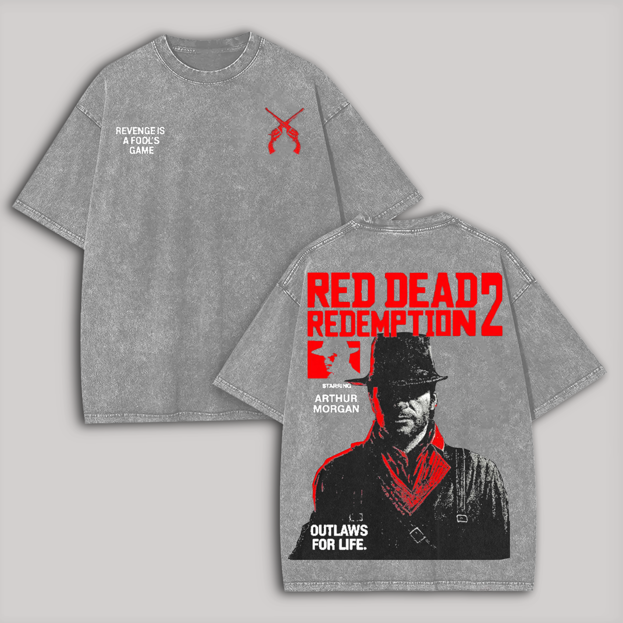 Red Dead Redemption 2 Printed Unisex Washed T-Shirt Image - 2