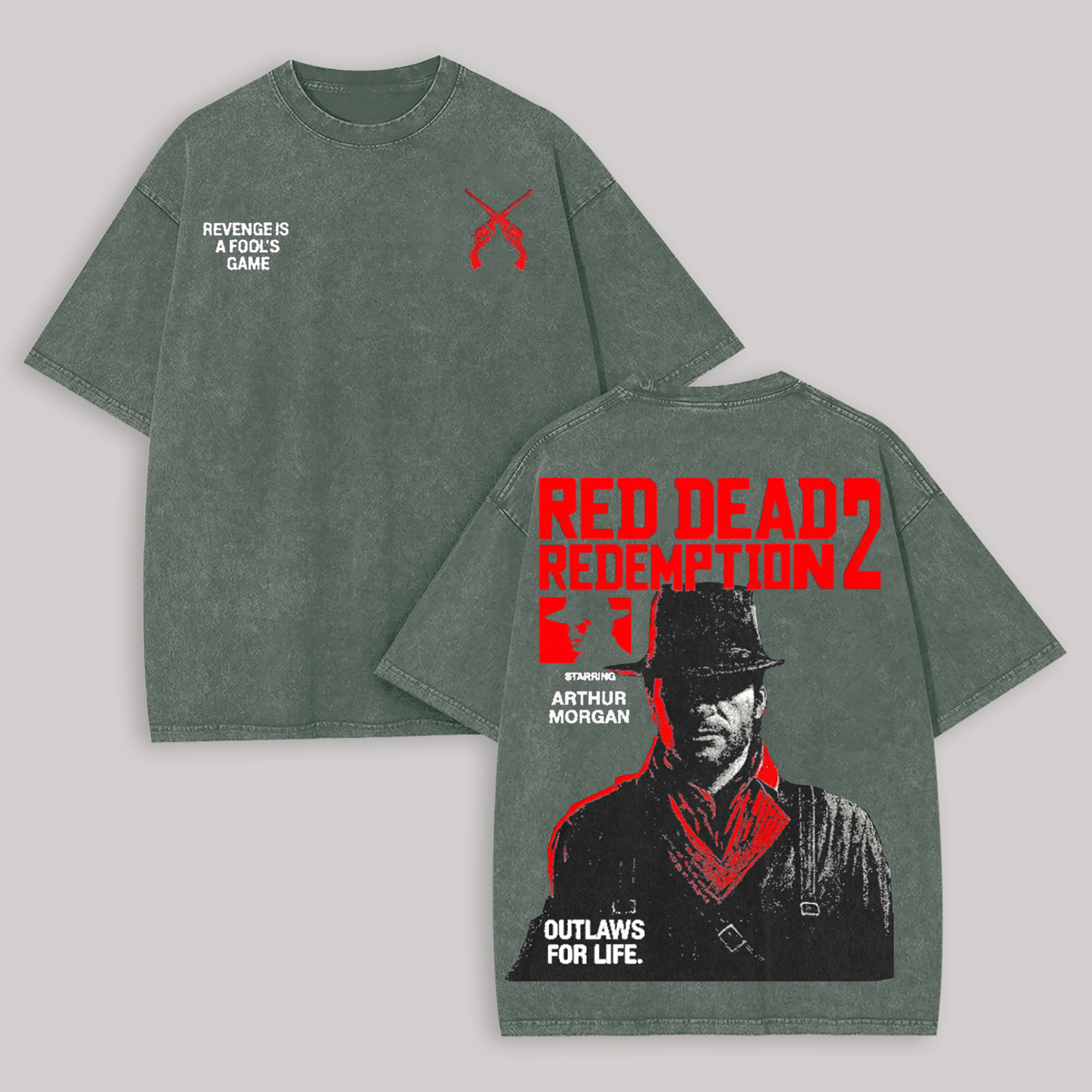 Red Dead Redemption 2 Printed Unisex Washed T-Shirt Image - 5