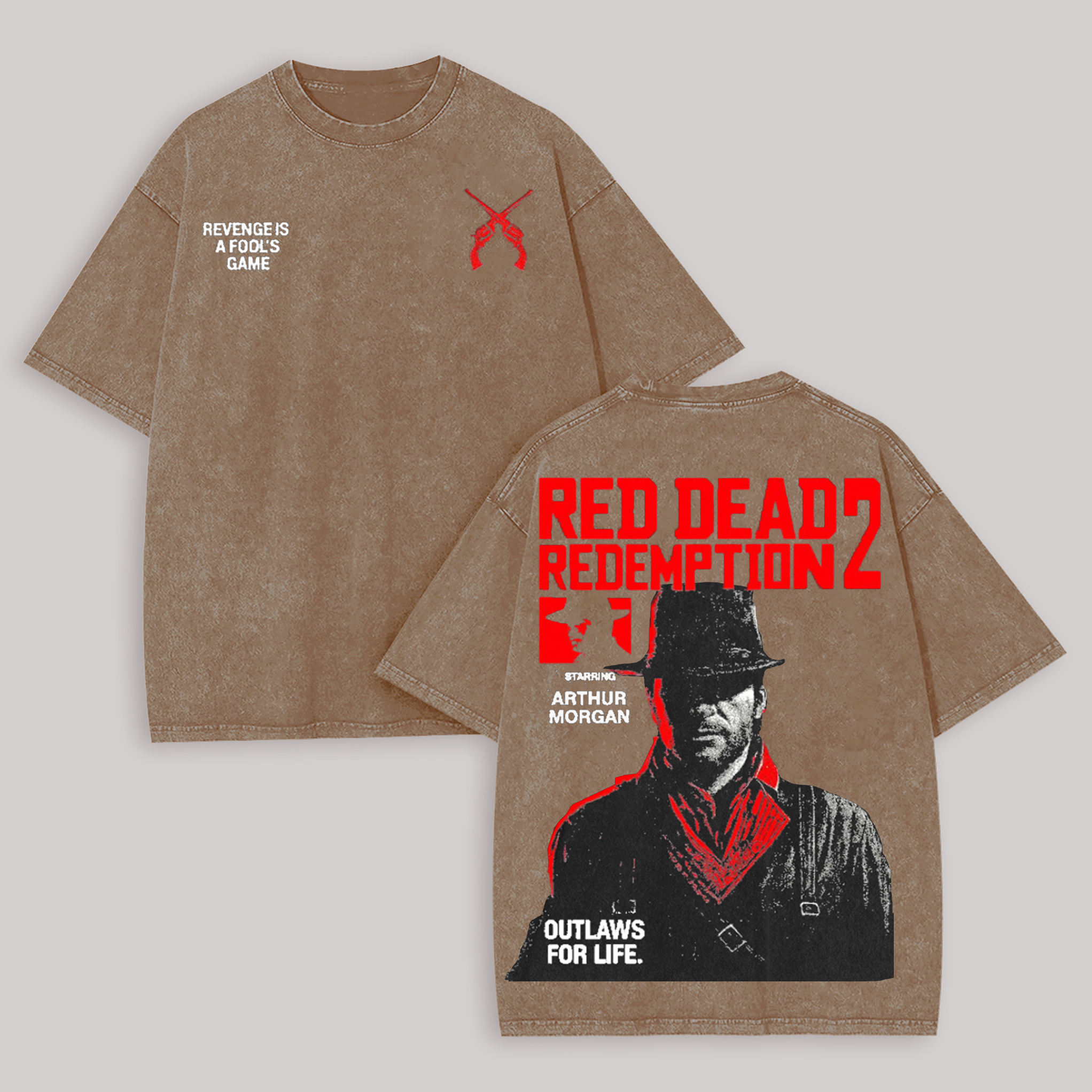 Red Dead Redemption 2 Printed Unisex Washed T-Shirt Image - 4