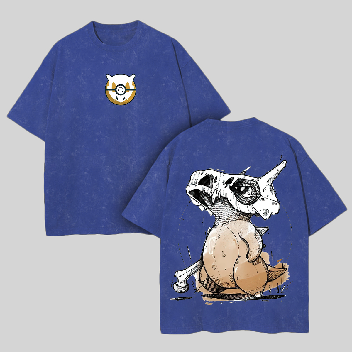 Cubone Pokémon Printed Unisex Washed T-Shirt Image - 5