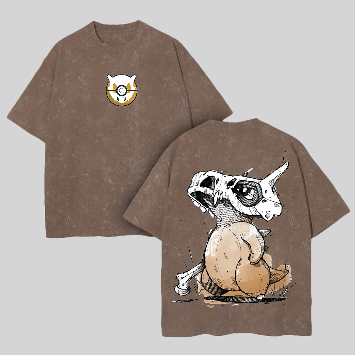 Cubone Pokémon Printed Unisex Washed T-Shirt Image - 6