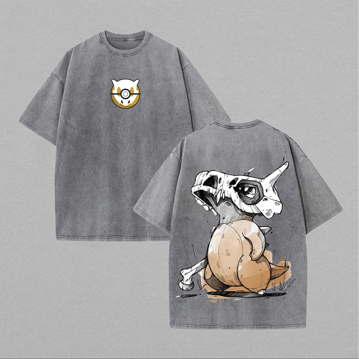 Cubone Pokémon Printed Unisex Washed T-Shirt Image - 2