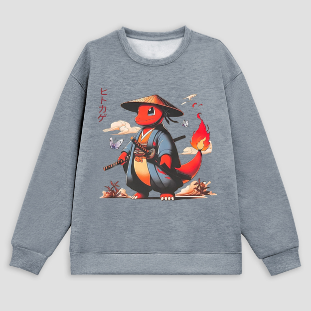  Charmander Printed Fleece-lined Unisex Sweatshirt Image - 3