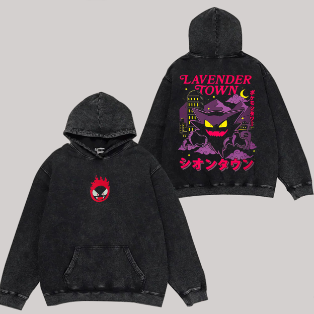 Haunter Pokémon Lavender Town Printed Unisex Washed Hoodie