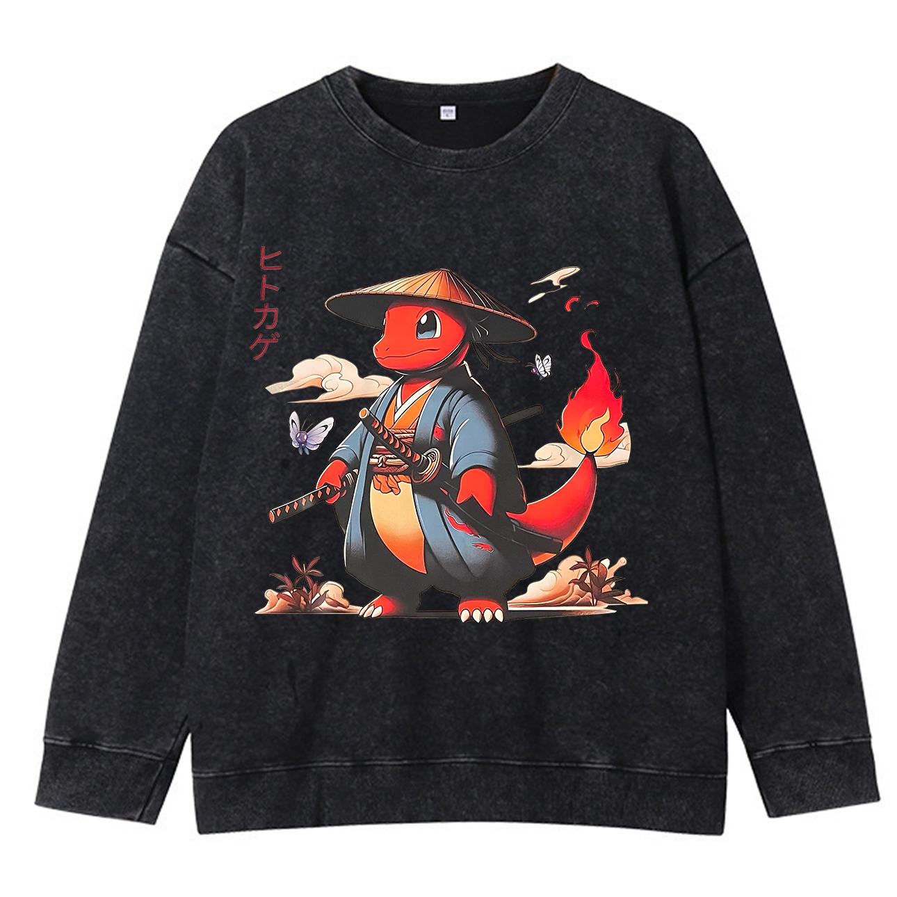 Pokémon Charmander Printed Men's Washed Sweatshirt Image - 1