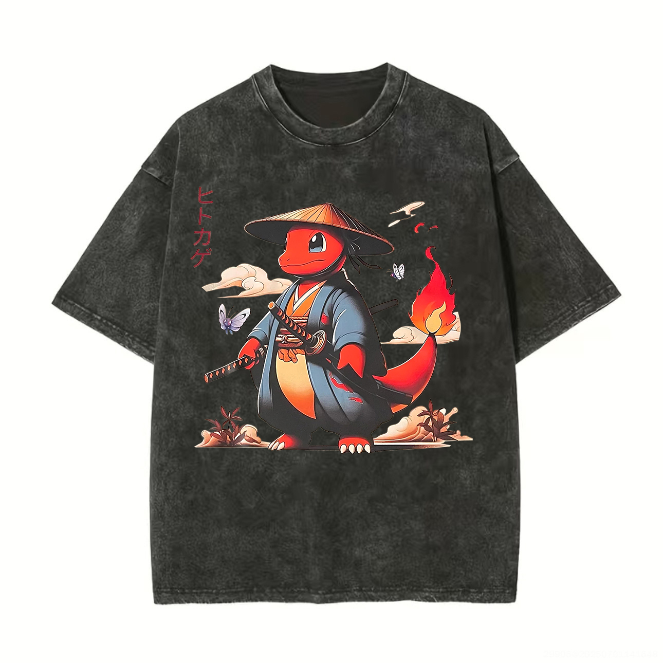 Pokémon Charmander Printed Unisex Washed T-Shirt Image - 1