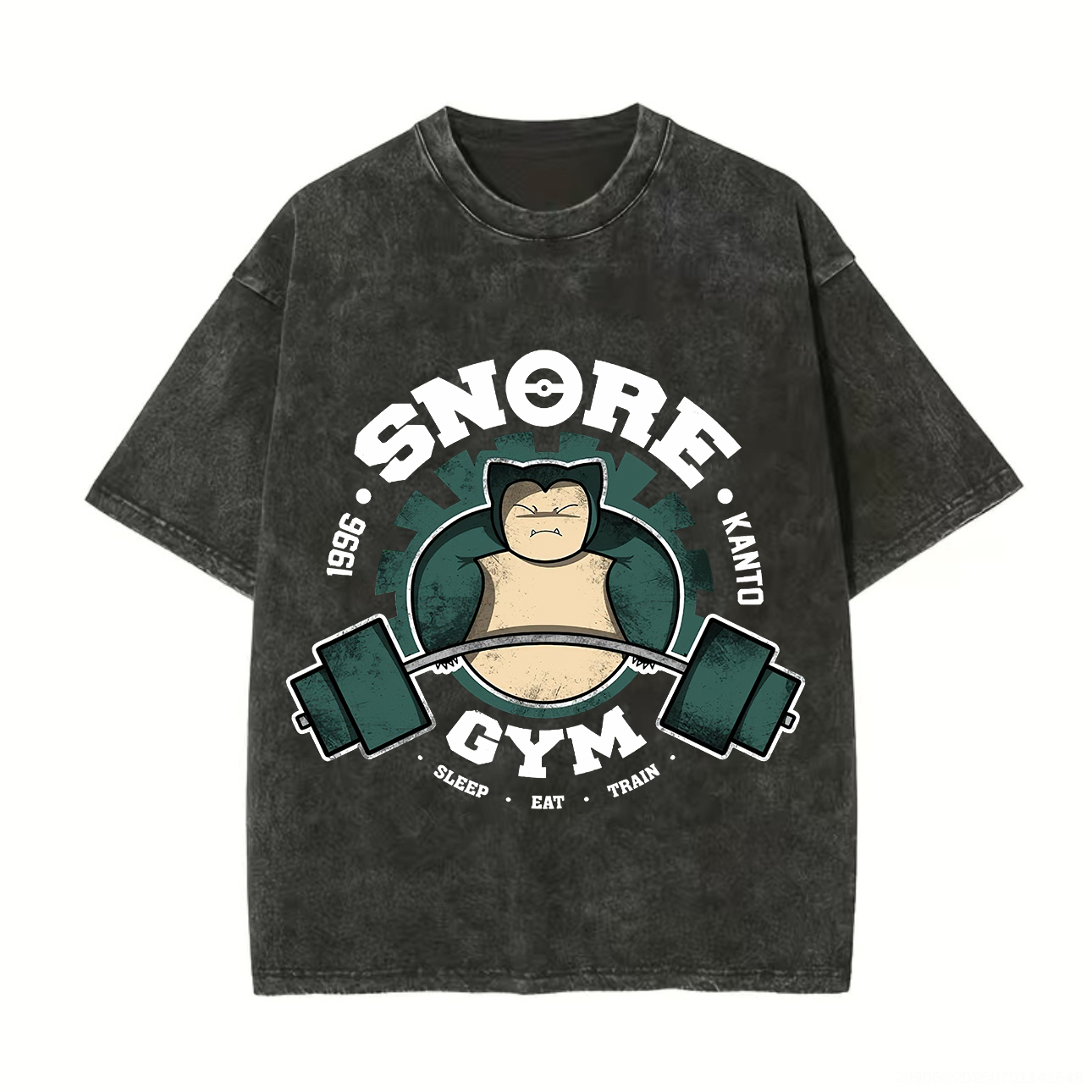 Pokémon Snore Gym Printed Unisex Washed T-Shirt Image - 1