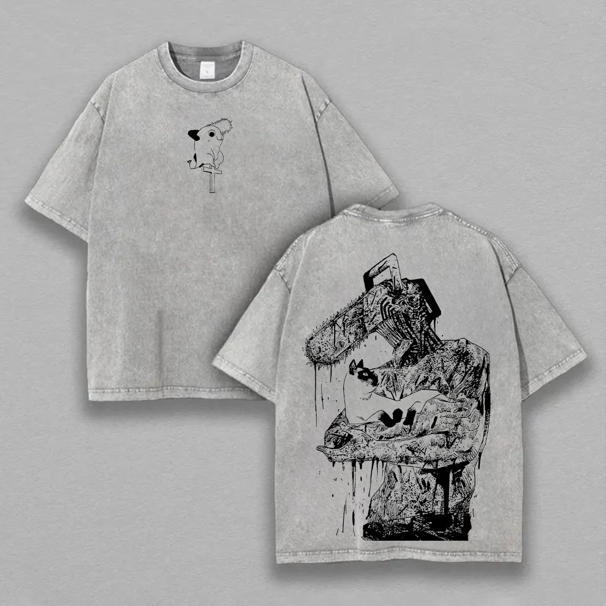 Chainsaw Man Pochita Printed Unisex Washed T-Shirt Image - 1