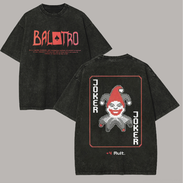 Balatro Joker Printed Unisex Washed T-Shirt Image - 1