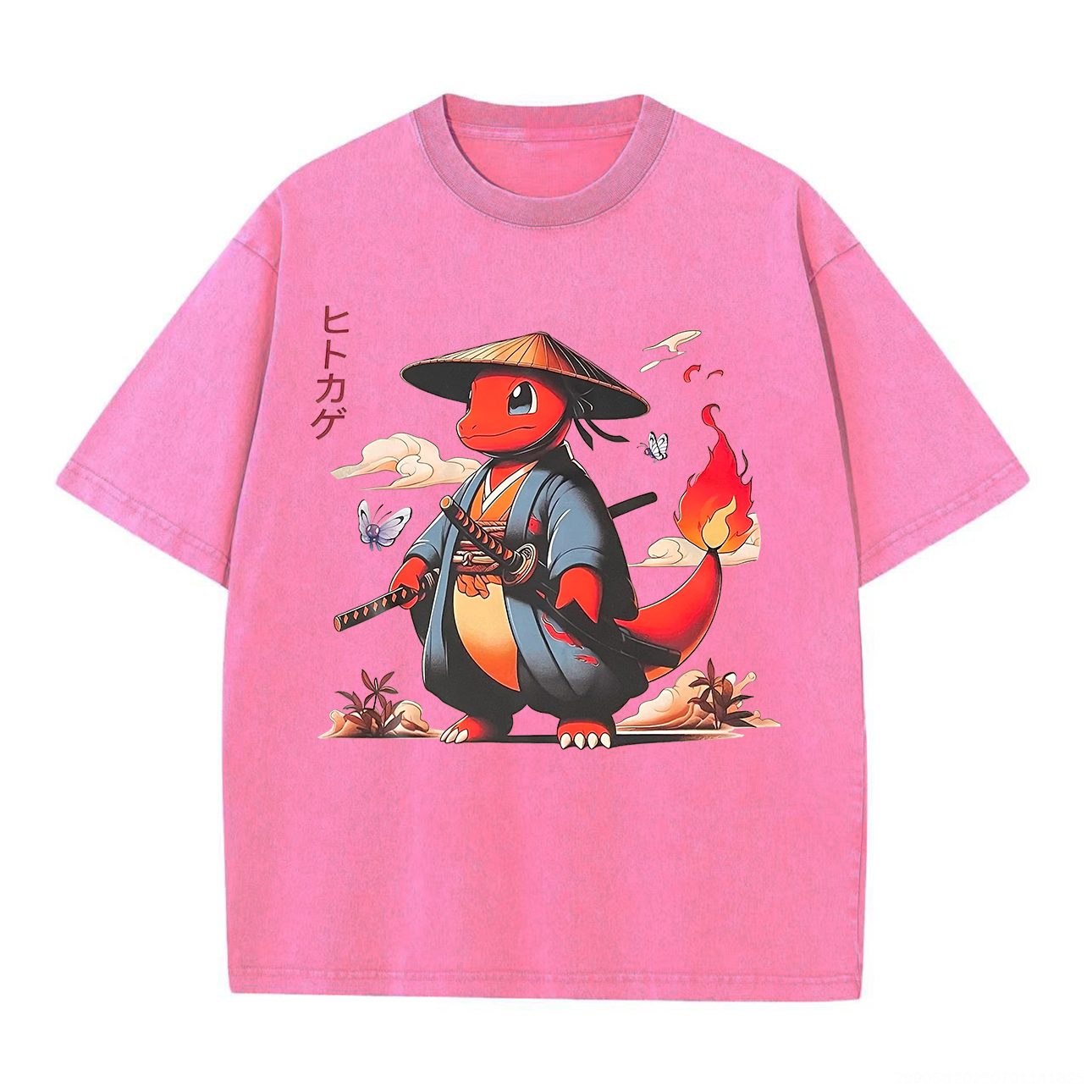 Pokémon Charmander Printed Unisex Washed T-Shirt Image - 3