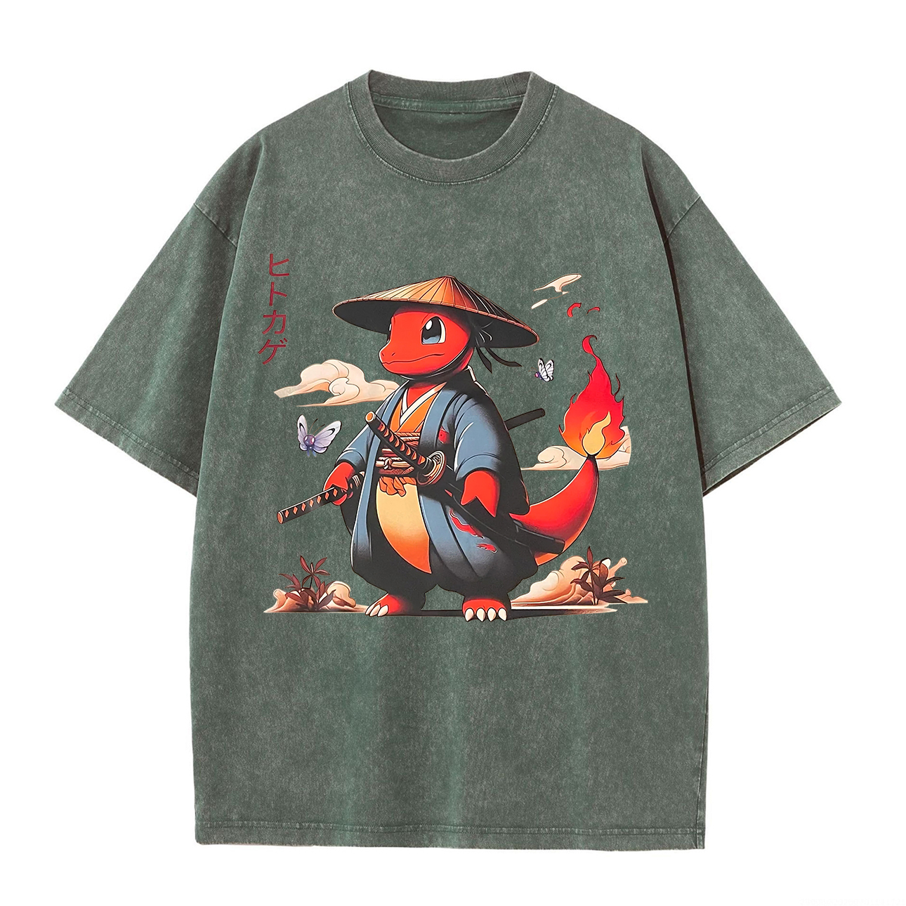 Pokémon Charmander Printed Unisex Washed T-Shirt Image - 5