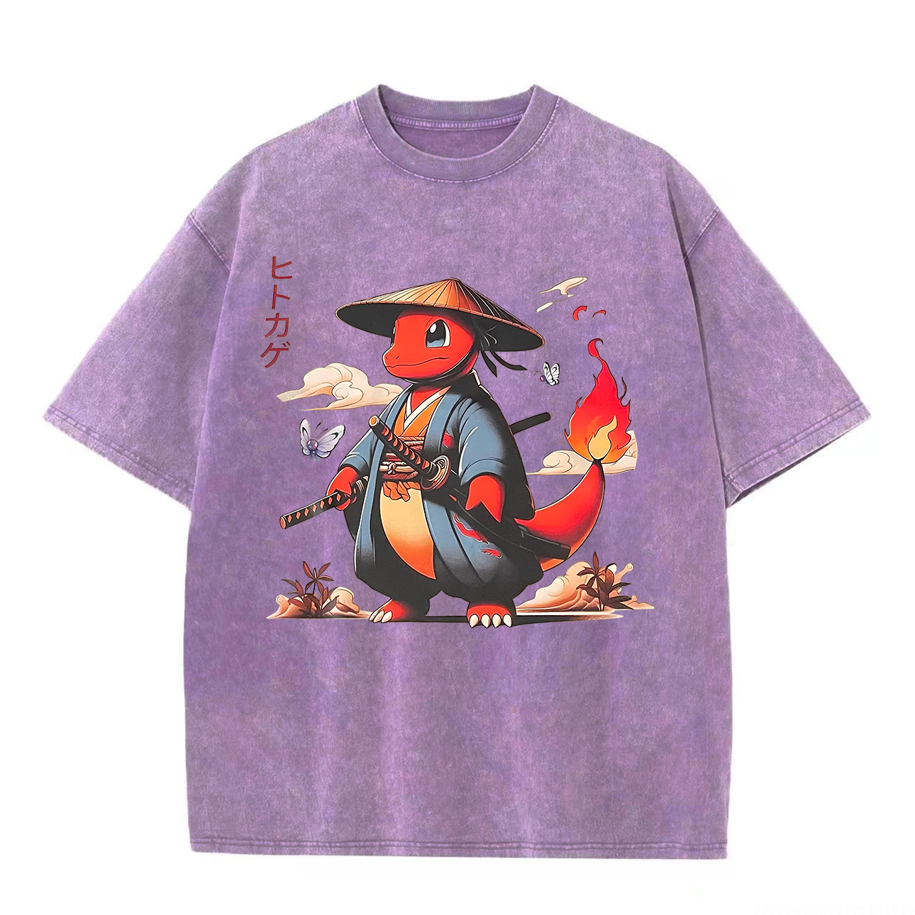 Pokémon Charmander Printed Unisex Washed T-Shirt Image - 4