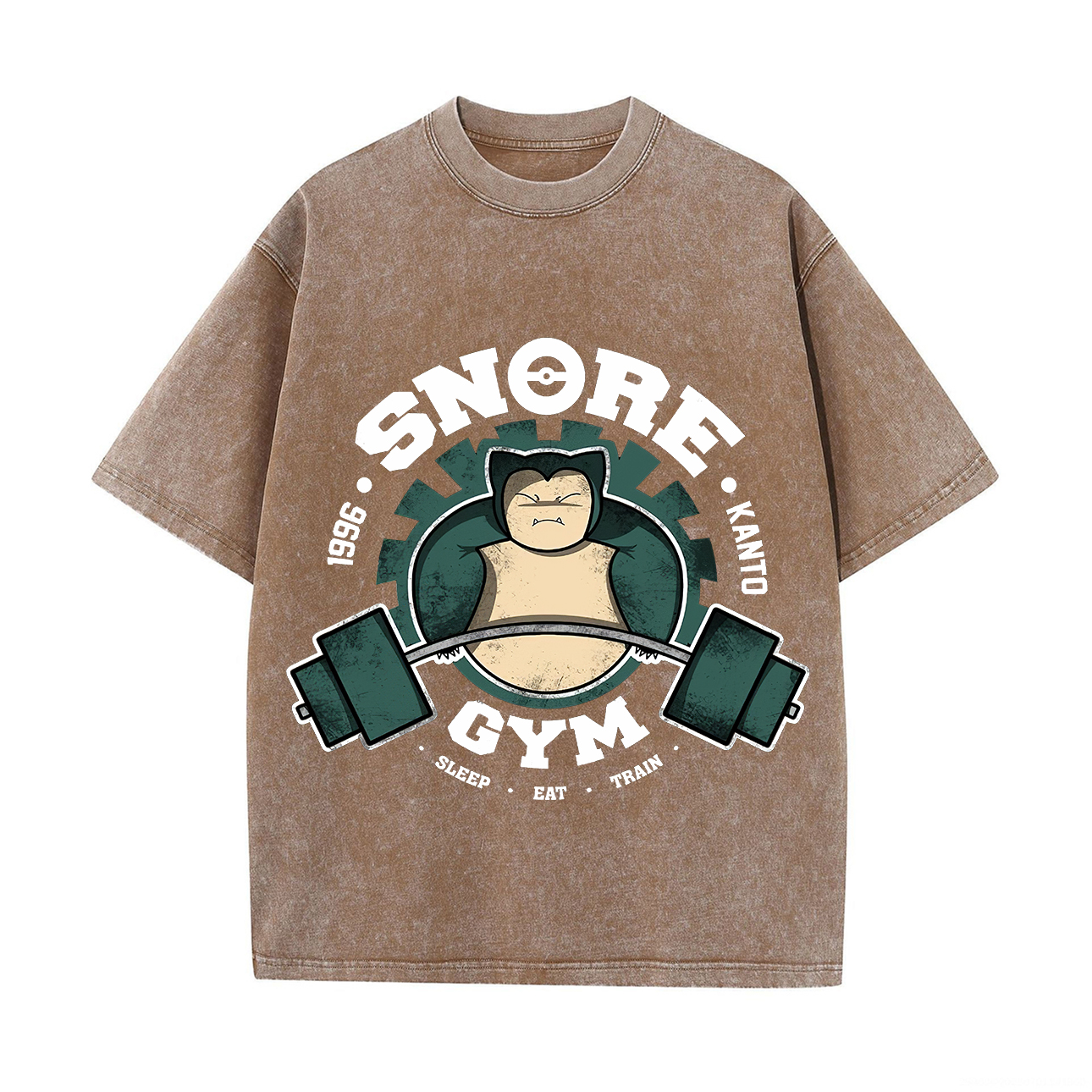 Pokémon Snore Gym Printed Unisex Washed T-Shirt Image - 3