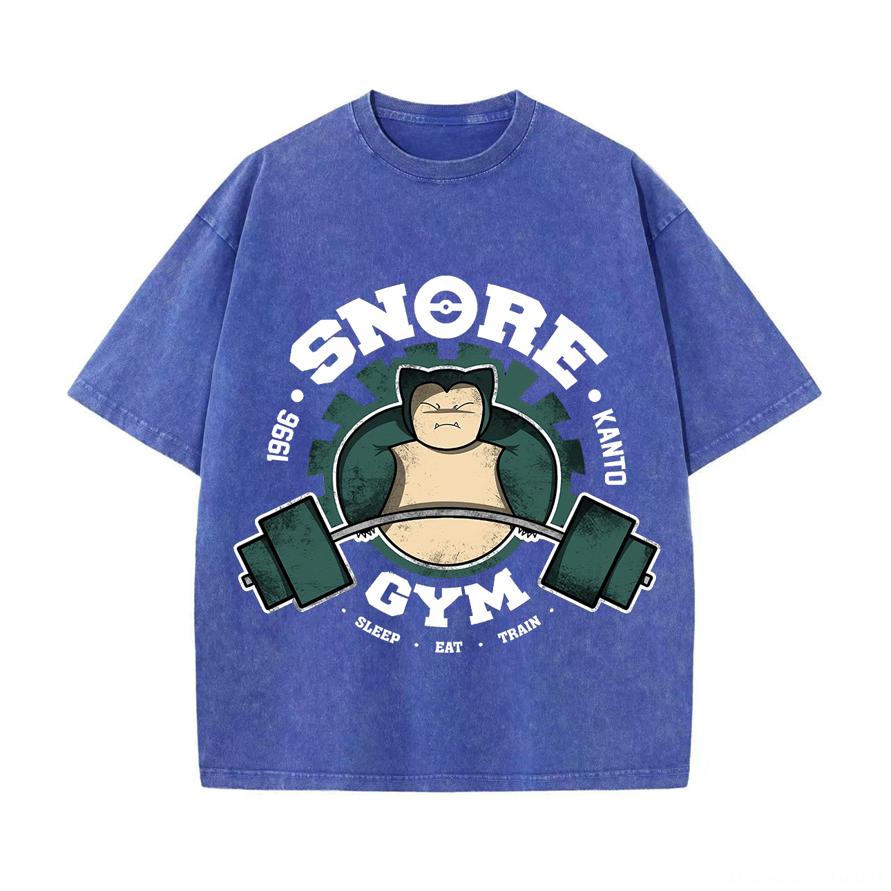 Pokémon Snore Gym Printed Unisex Washed T-Shirt Image - 4