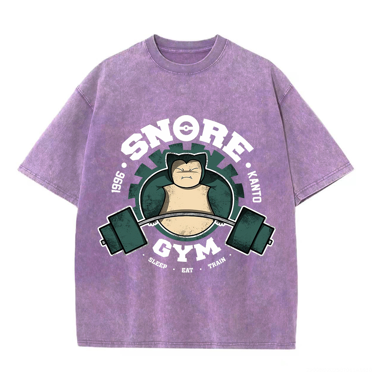 Pokémon Snore Gym Printed Unisex Washed T-Shirt Image - 5