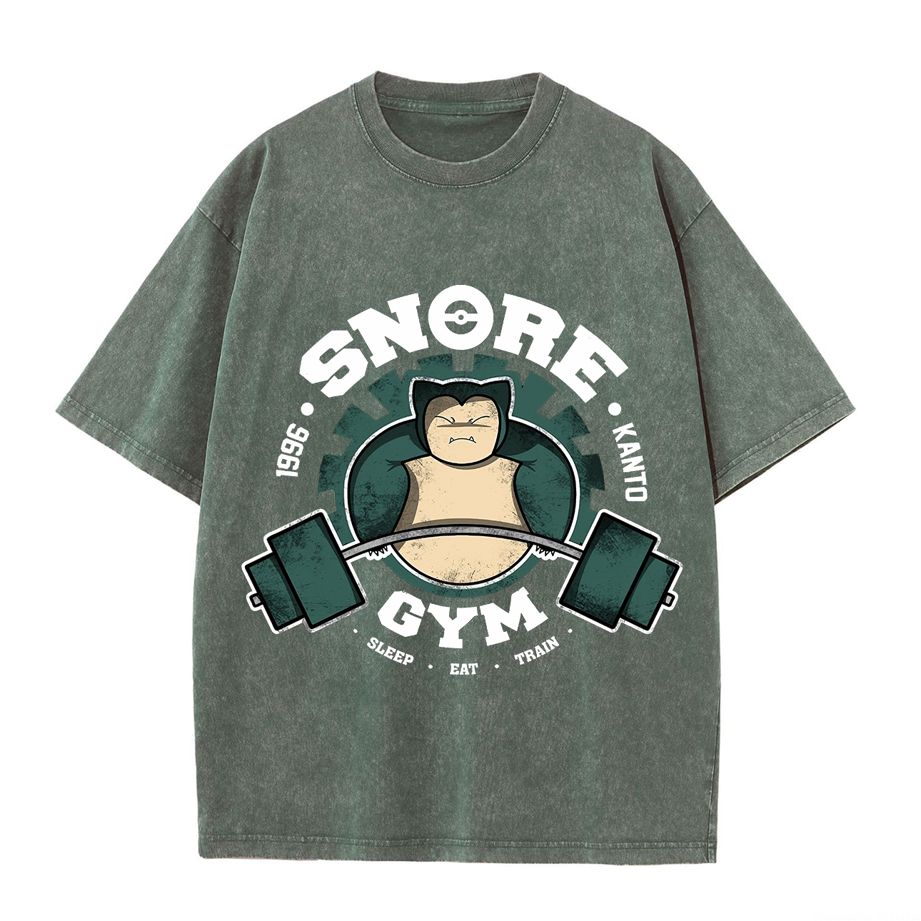 Pokémon Snore Gym Printed Unisex Washed T-Shirt Image - 6