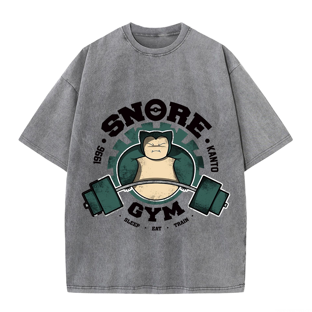 Pokémon Snore Gym Printed Unisex Washed T-Shirt Image - 8