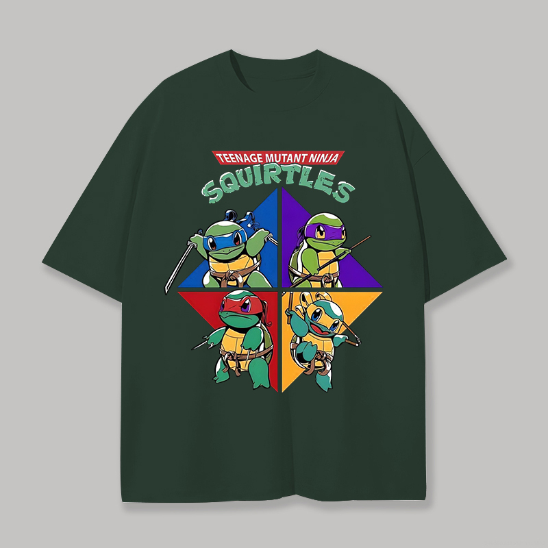 Teenage Mutant Ninja Squirtles Printed Unisex Oversized T-shirt Image - 5