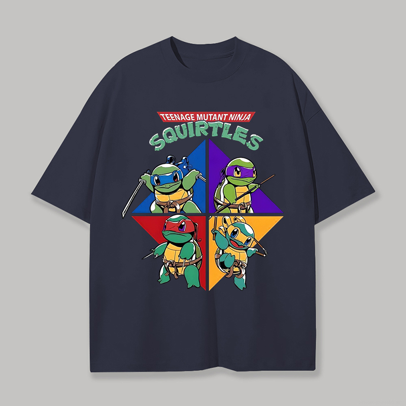 Teenage Mutant Ninja Squirtles Printed Unisex Oversized T-shirt Image - 8
