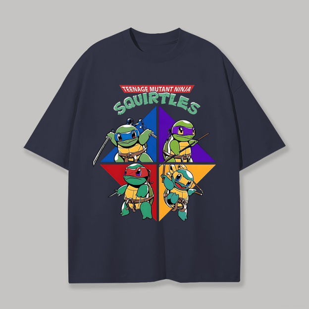 Teenage Mutant Ninja Squirtles Printed Unisex Oversized T-shirt Image - 8