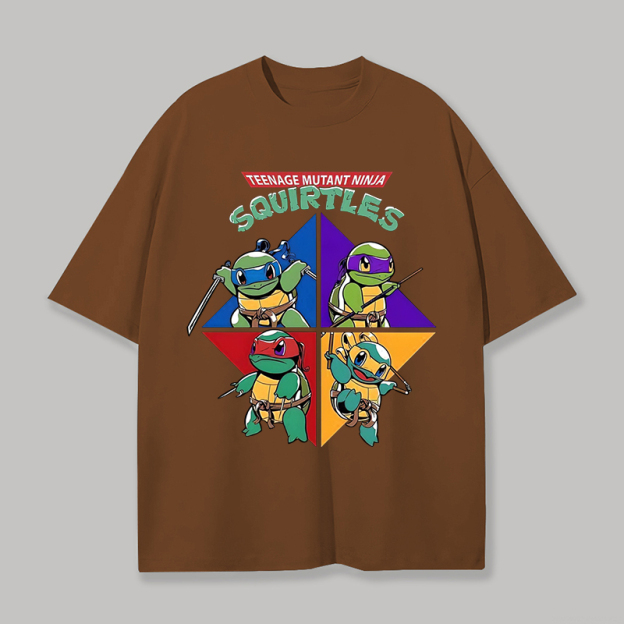 Teenage Mutant Ninja Squirtles Printed Unisex Oversized T-shirt Image - 10