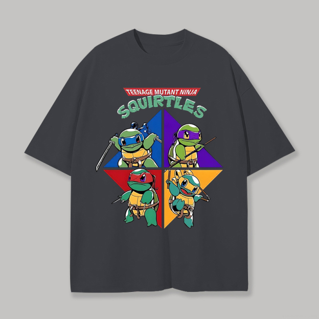 Teenage Mutant Ninja Squirtles Printed Unisex Oversized T-shirt Image - 13