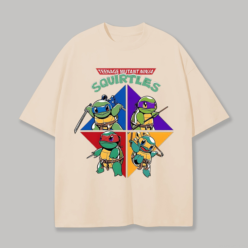 Teenage Mutant Ninja Squirtles Printed Unisex Oversized T-shirt Image - 14