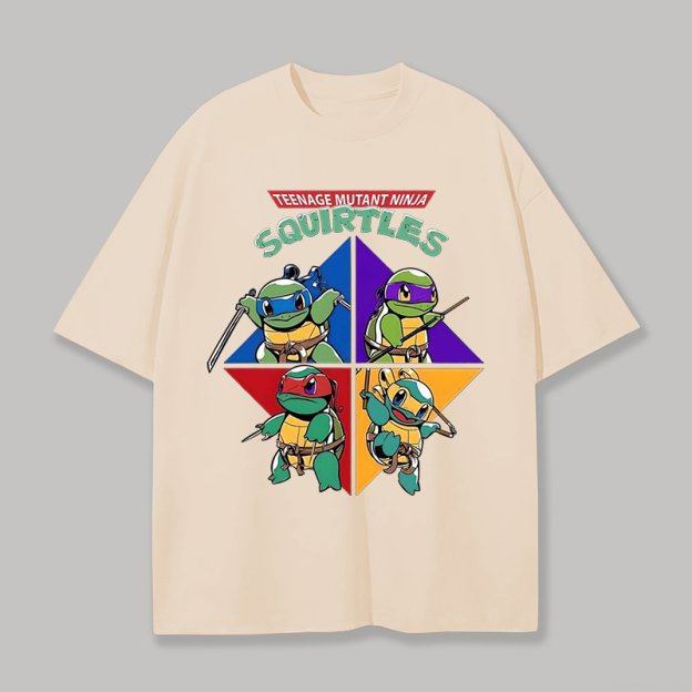 Teenage Mutant Ninja Squirtles Printed Unisex Oversized T-shirt Image - 14