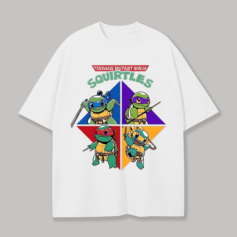 Teenage Mutant Ninja Squirtles Printed Unisex Oversized T-shirt Image - 15