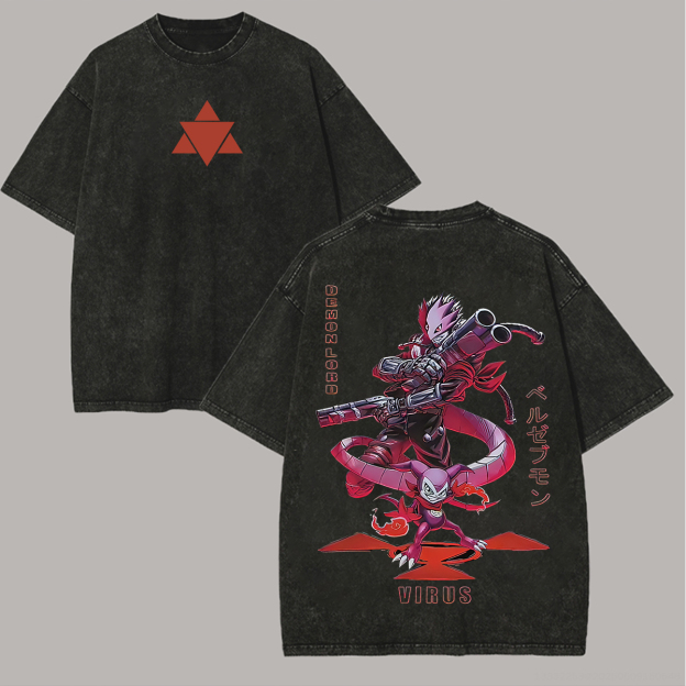 Digimon Beelzemon Demon Lord Printed Unisex Washed T-Shirt Image - 1