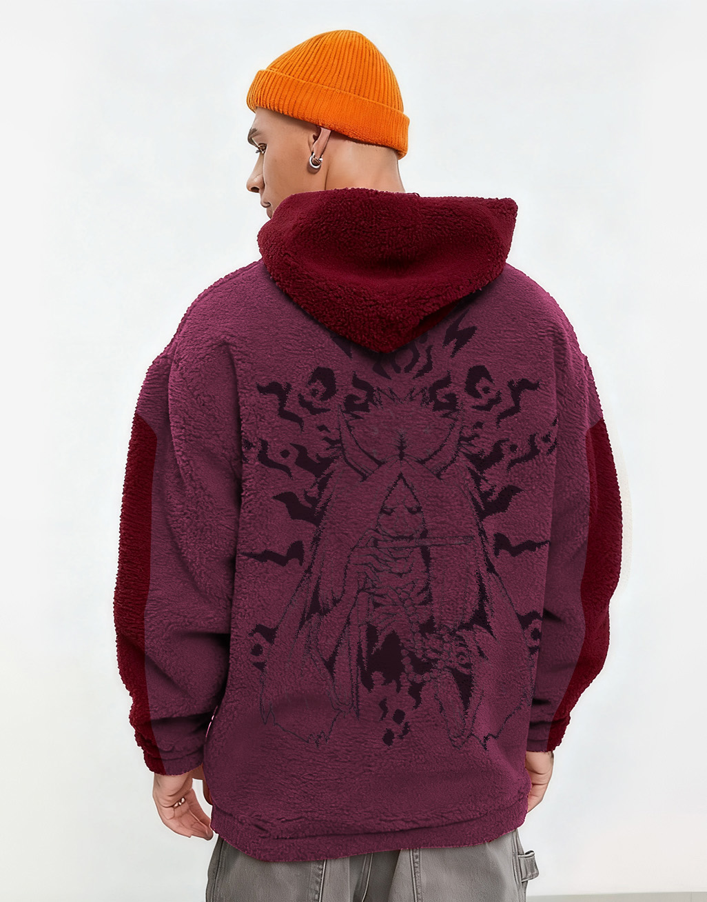 Vintage Naruto Printed Fleece-lined Unisex Hoodie Fleece  Zipper Jacket