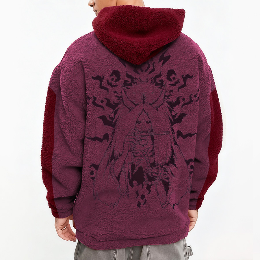 Vintage Naruto Printed Fleece-lined Unisex Hoodie Fleece  Zipper Jacket