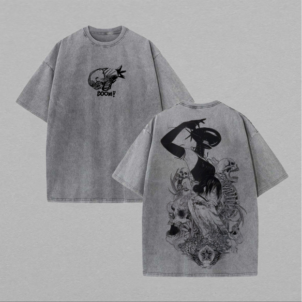 Chainsaw Man Makima Power Printed Unisex Washed T-Shirt Image - 1