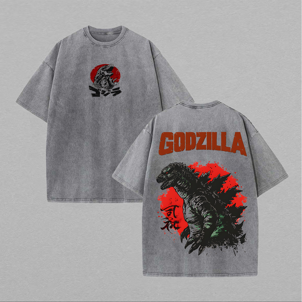 Godzilla Printed Unisex Washed T-Shirt