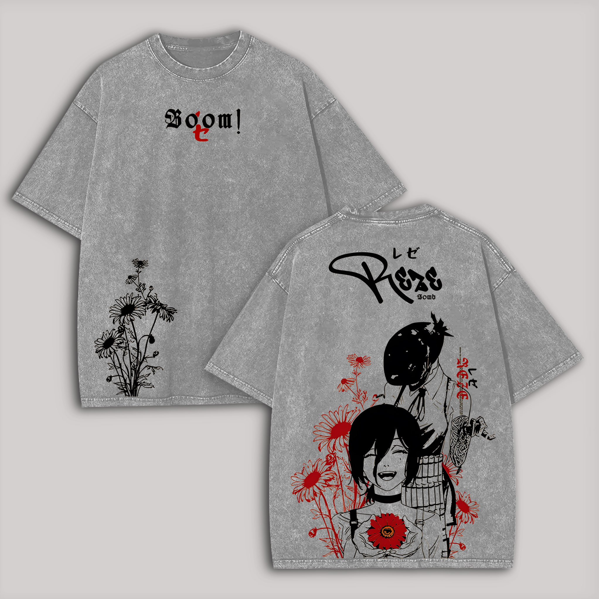 Chainsaw Man Reze Printed Unisex Washed T-Shirt Image - 3