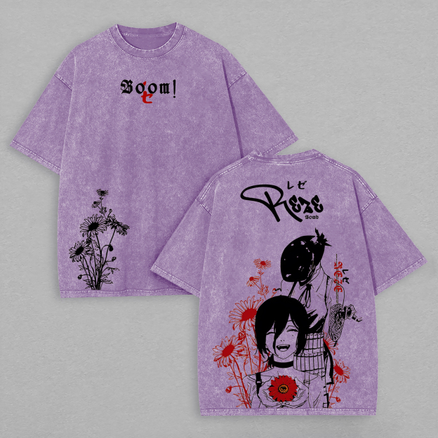 Chainsaw Man Reze Printed Unisex Washed T-Shirt Image - 7