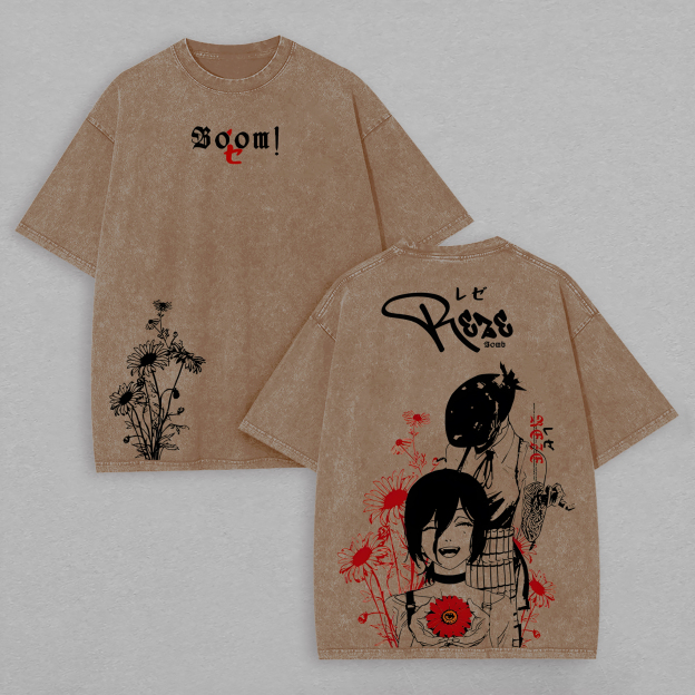 Chainsaw Man Reze Printed Unisex Washed T-Shirt Image - 5