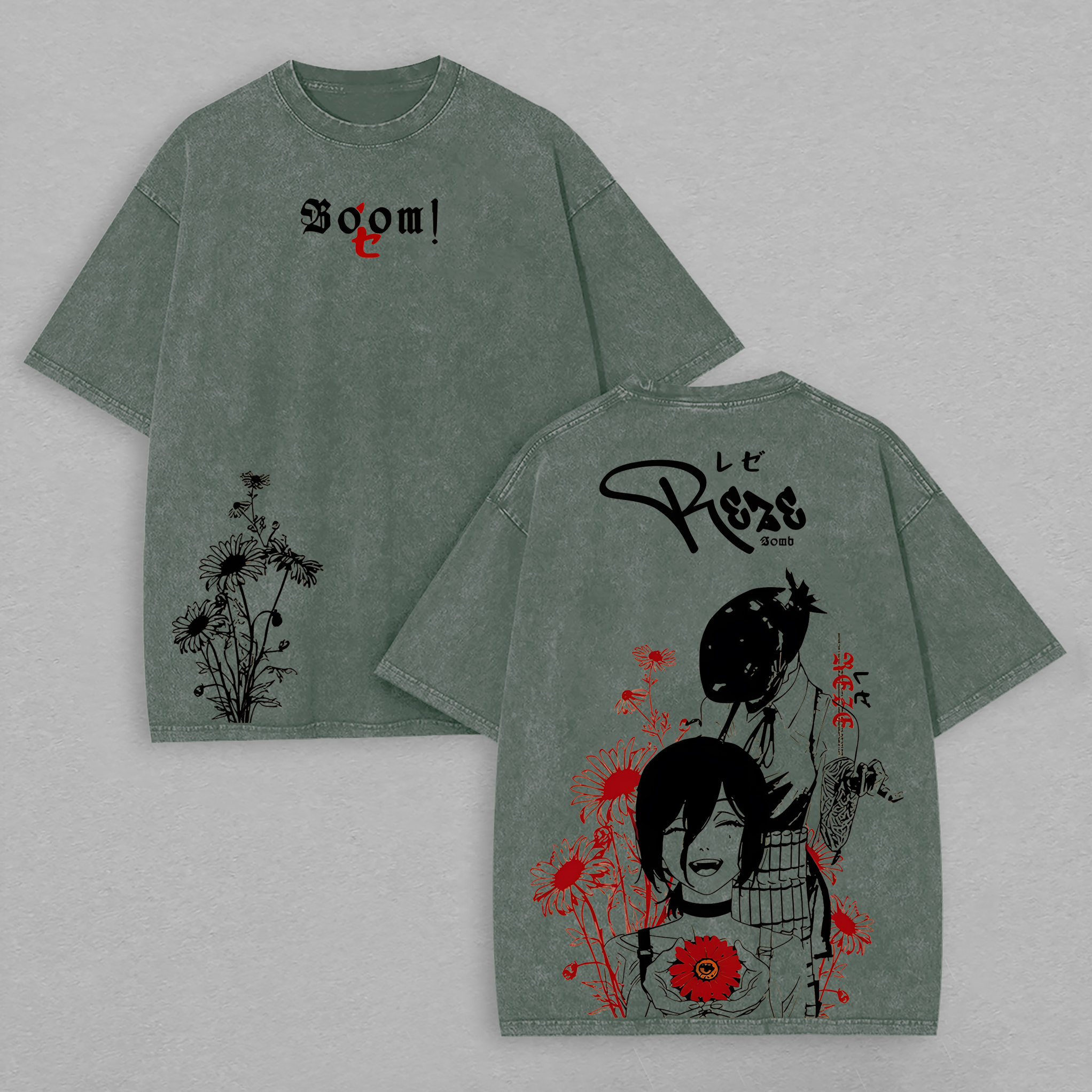 Chainsaw Man Reze Printed Unisex Washed T-Shirt Image - 6