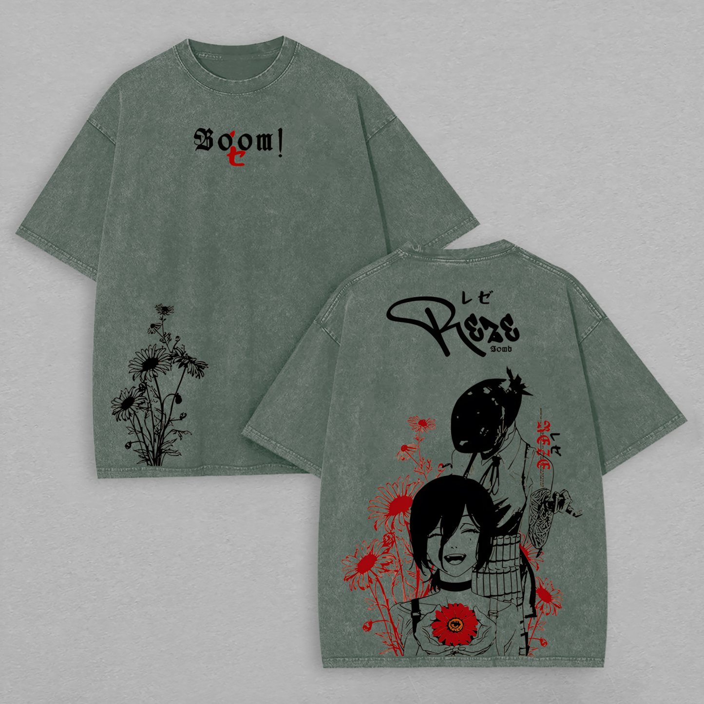 Chainsaw Man Reze Printed Unisex Washed T-Shirt Image - 6