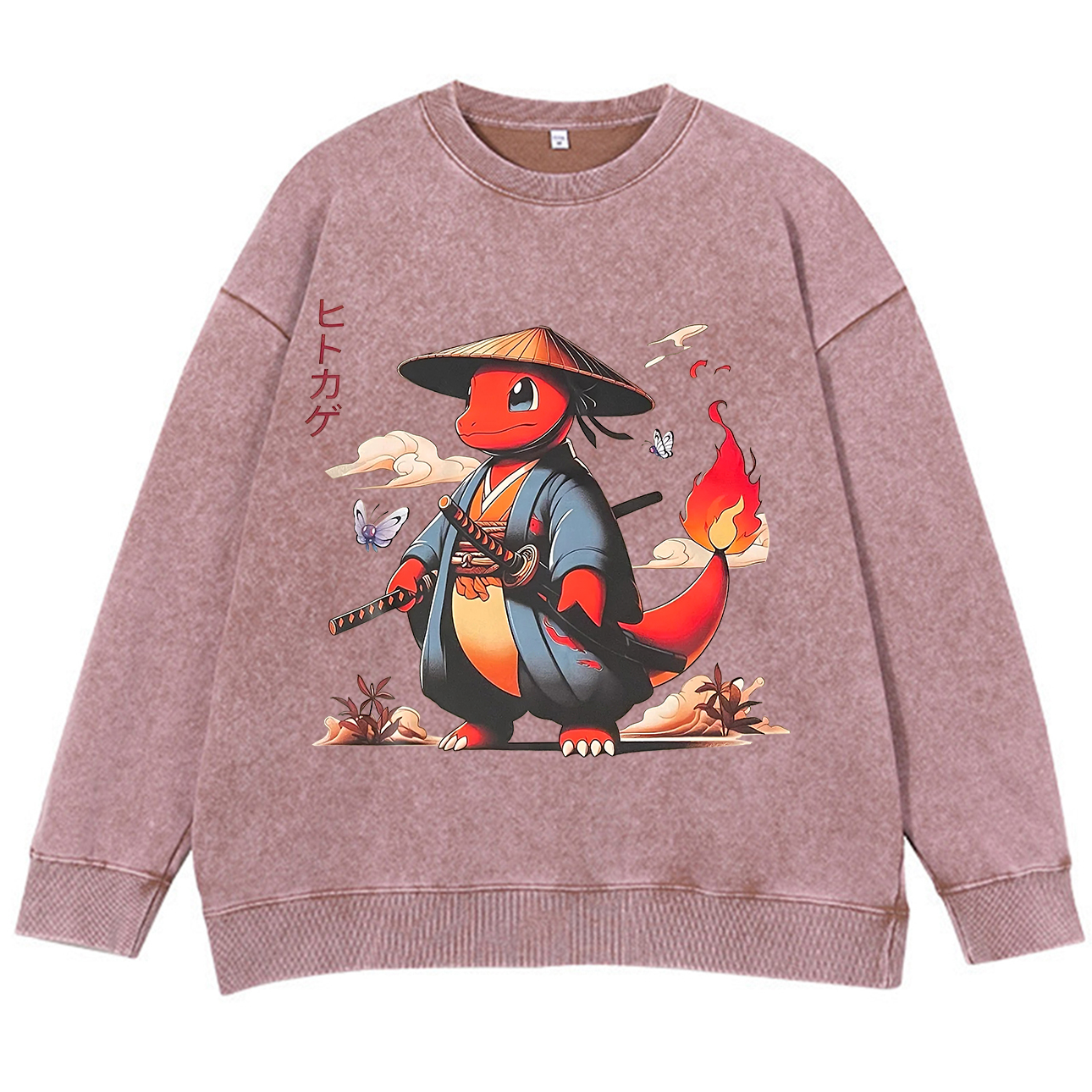 Pokémon Charmander Printed Men's Washed Sweatshirt Image - 2